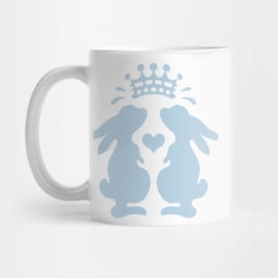 light blue romantic damask pattern with rabbits Mug